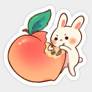 Bunny with Giant Peach Sticker